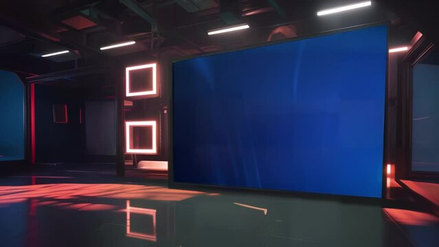 Futuristic TV Studio: 3D Virtual Set Background Loop