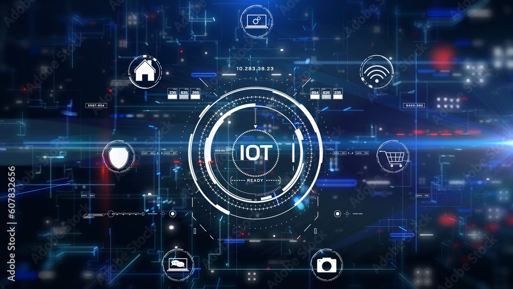 Aufkleber digital futuristic iot network connection icons. technology of internet of thing, business, online s