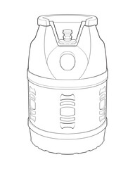 Industrial gas cylinders vector outline. Outline of industrial gas cylinders vector icon design isolated on white background.