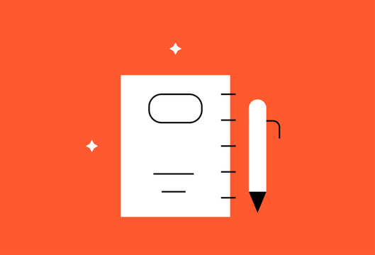 Vector blocnote illustration in flat design style, geometric notebook icon.