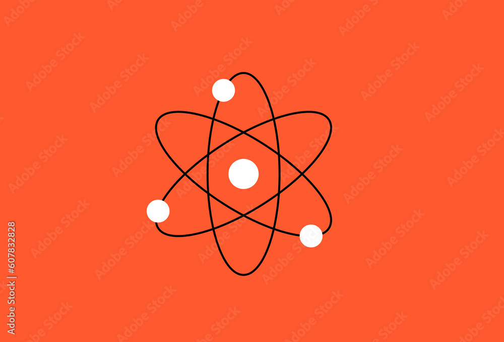 Wall mural Vector atom illustration in flat design style, geometric science icon.