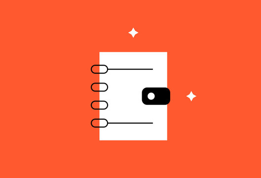 Vector blocnote illustration in flat design style, geometric notebook icon.