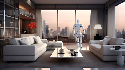 Humanoid Robot in Modern Living Room