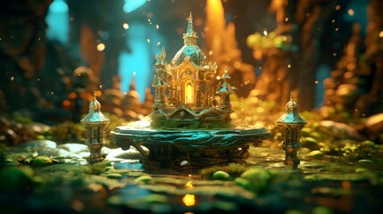 Fototapeta premium miniature version of a wonderland. generative AI illustration.