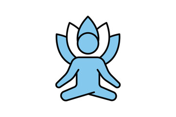 Yoga fitness icon. meditation people with lotus. icon related to healthy living. Two tone icon style design. Simple vector design editable. EPS 10 and SVG files