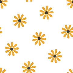 Fototapeta na wymiar Cute seamless pattern with yellow flowers