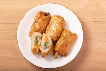 野菜の鶏つくね巻き