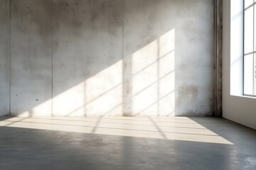 Sunlit Empty White Wall with Rough Concrete Texture, Generative Ai.