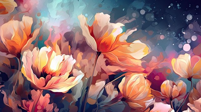 Abstract Flowers Background. Generative AI