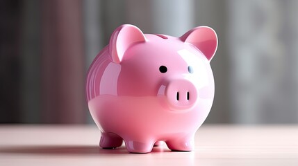 Pink piggy bank. Generative AI