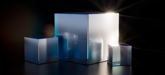 futuristic cubes with reflections abstract background 3d render image
