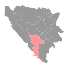 Herzegovina Neretva canton map, administrative district of Federation of Bosnia and Herzegovina. Vector illustration.
