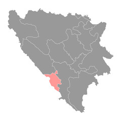 Fototapeta na wymiar West Herzegovina canton map, administrative district of Federation of Bosnia and Herzegovina. Vector illustration.