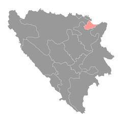 Brcko District map, administrative district of Federation of Bosnia and Herzegovina. Vector illustration.