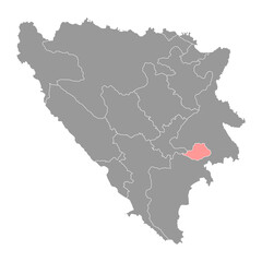Bosnian Podrinje canton map, administrative district of Federation of Bosnia and Herzegovina. Vector illustration.