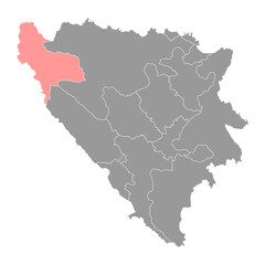 Fototapeta na wymiar Una Sana canton map, administrative district of Federation of Bosnia and Herzegovina. Vector illustration.