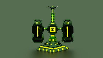 View of Dual Gun Turret Missile Shooter More Details, Missile Shooting, Night Mode © Helfin