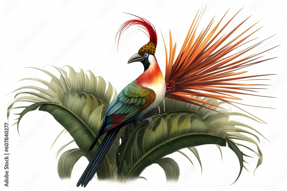 Poster bird of paradise isolated on white background. generated by ai