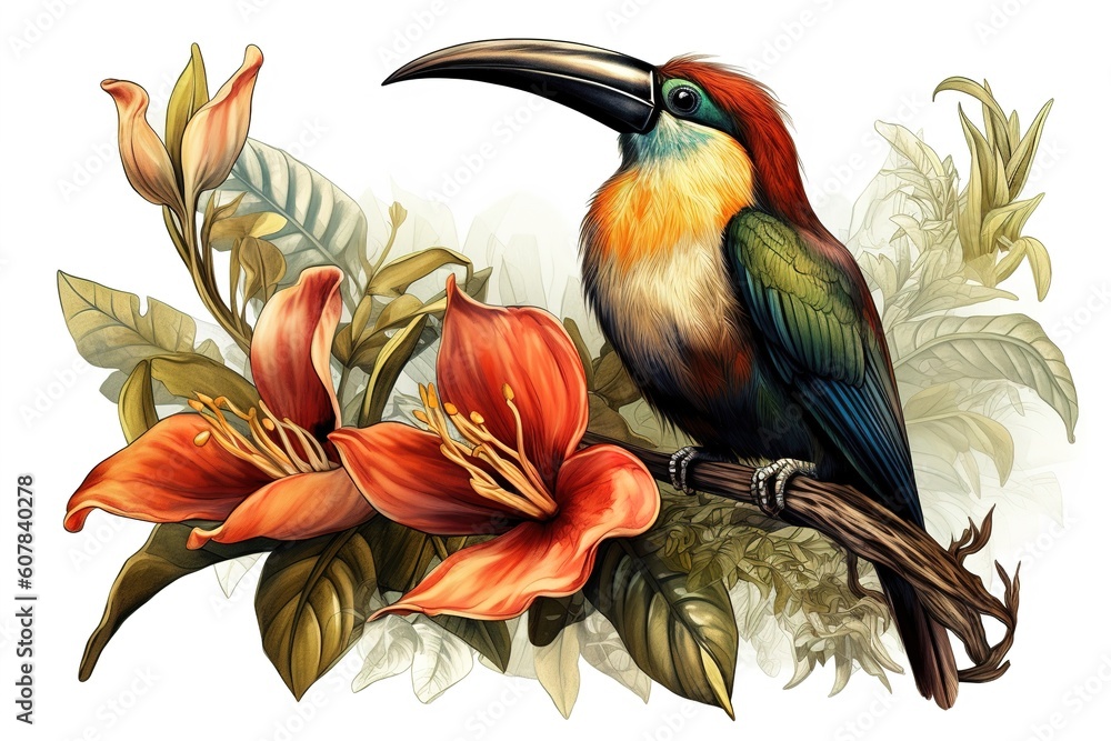 Poster bird of paradise isolated on white background. generated by ai.