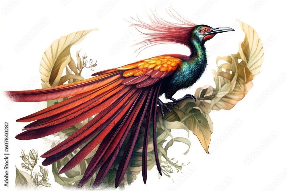 Poster bird of paradise isolated on white background. generated by ai