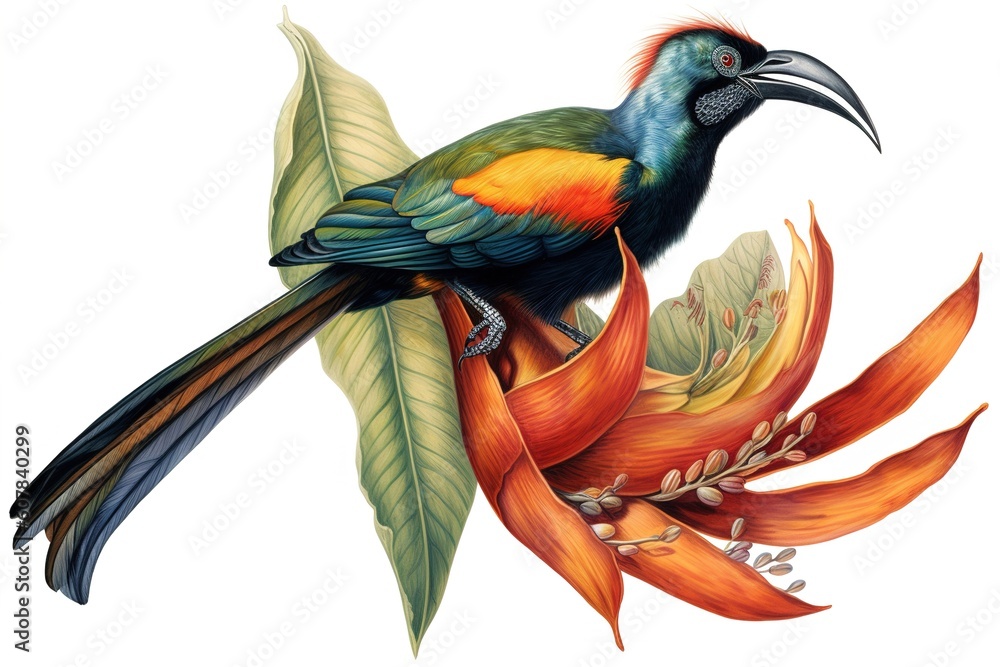 Poster bird of paradise isolated on white background. generated by ai