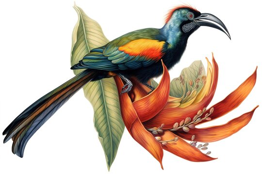 bird of paradise isolated on white background. Generated by AI
