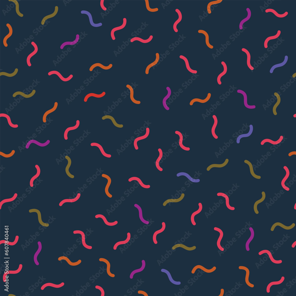 Poster memphis style pattern vector with small wavy dashes. simple geometric seamless background. colorful 