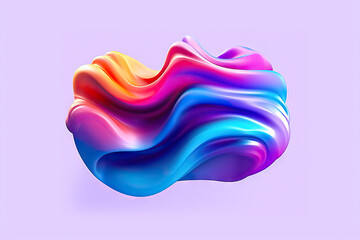 Generative AI illustration of abstract futuristic multicolored shiny 3d shape