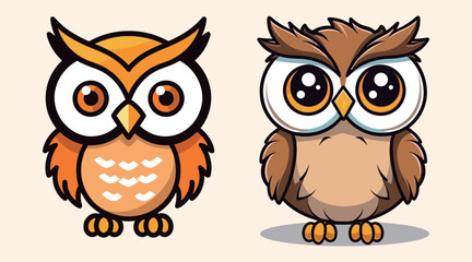 Cute owl combination vector footage