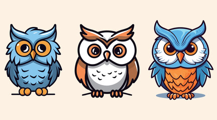 Cute owl combination vector footage