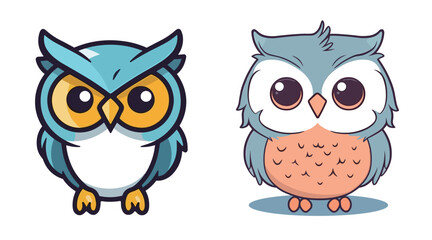 Cute owl combination vector footage