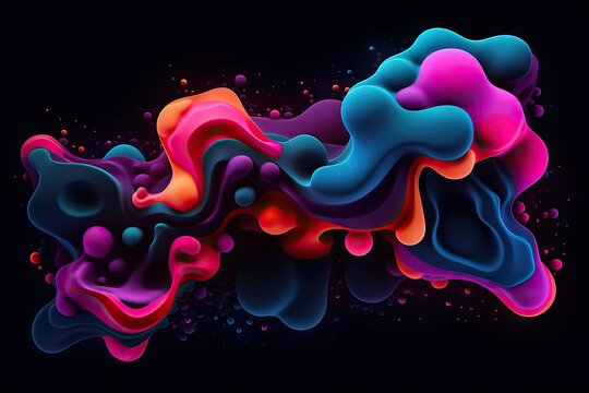 Generative AI illustration of abstract futuristic dense multicolored blobs