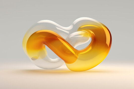 Generative AI illustration of abstract futuristic multicolored shiny glass 3d shape