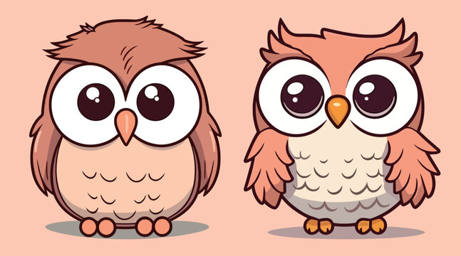 Cute owl combination vector footage