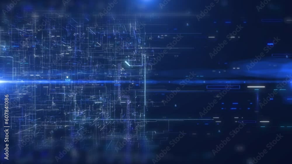 Aufkleber Technology digital line corner structure cyber data network connection concept. Abstract 3d futuristic with copy space 4K motion background.