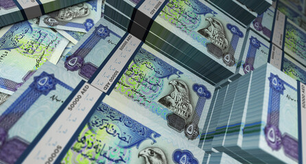 Fototapeta na wymiar Emiratesian Dirham Dubai AED banknote money 3d illustration