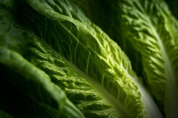 close-up view of Romaine lettuce leaves with visible veins