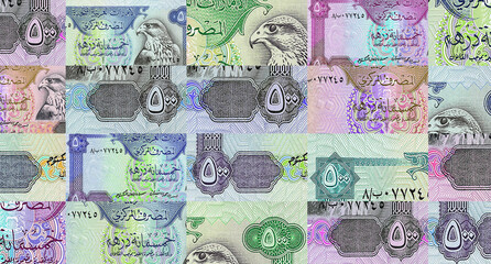 Emiratesian Dirham Dubai AED banknotes abstract color mosaic pattern