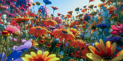 Fototapeta na wymiar flowers from below perspective - Generative AI