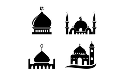 set icon islamic mosque vector logo