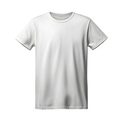 Men's white blank T-shirt template, natural shape on invisible mannequin, for your design mockup for print, isolated on white background.