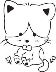 Obraz na płótnie Canvas cat animal drawing cartoon doodle kawaii anime cute illustration drawing clip art character chibi manga comic