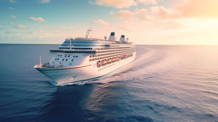 Fototapeta na wymiar A luxury cruise ship sailing on the open sea