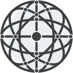 globe shape icon design vector with line icons and any circle shape, this design represents about network and can be used as a decorative illustration with network theme.