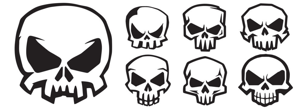 Human skulls vector illustration silhouette shapes