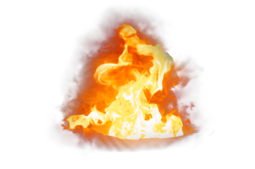 circle frame orange flame isolated on transparent background PNG file