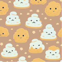 cute simple cream puff pattern, cartoon, minimal, decorate blankets, carpets, for kids, theme print design
