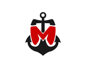 Anchor with M Letter Vector Logo