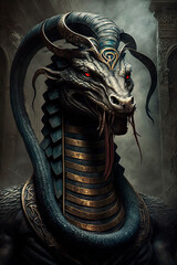 Egyptian mythology, a huge serpent monster. Generative AI