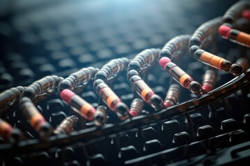 pills in dna gene shape background. Concept to help illustrate gene and drug therapy and researchHigh quality photo